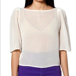 American Apparel White Chiffon Blouse